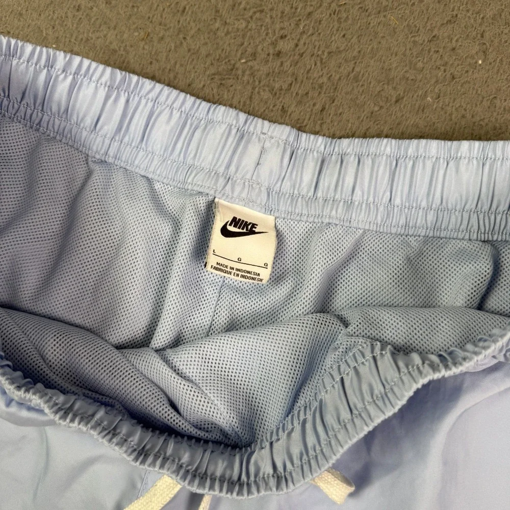 Nike Club Woven Flow Shorts Mens L Blue Mesh Lined Swim Trunks Hybrid Drawstring